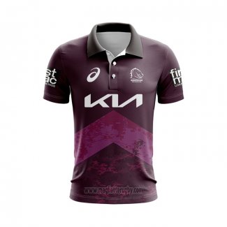 Maglia Polo Brisbane Broncos Rugby 2024 Allenamento Fuxia