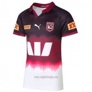 Maglia Queensland Maroons Rugby 2024 Allenamento Bianco Fuxia